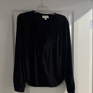 cloth & stone Black Button-Front Long Sleeve Blouse